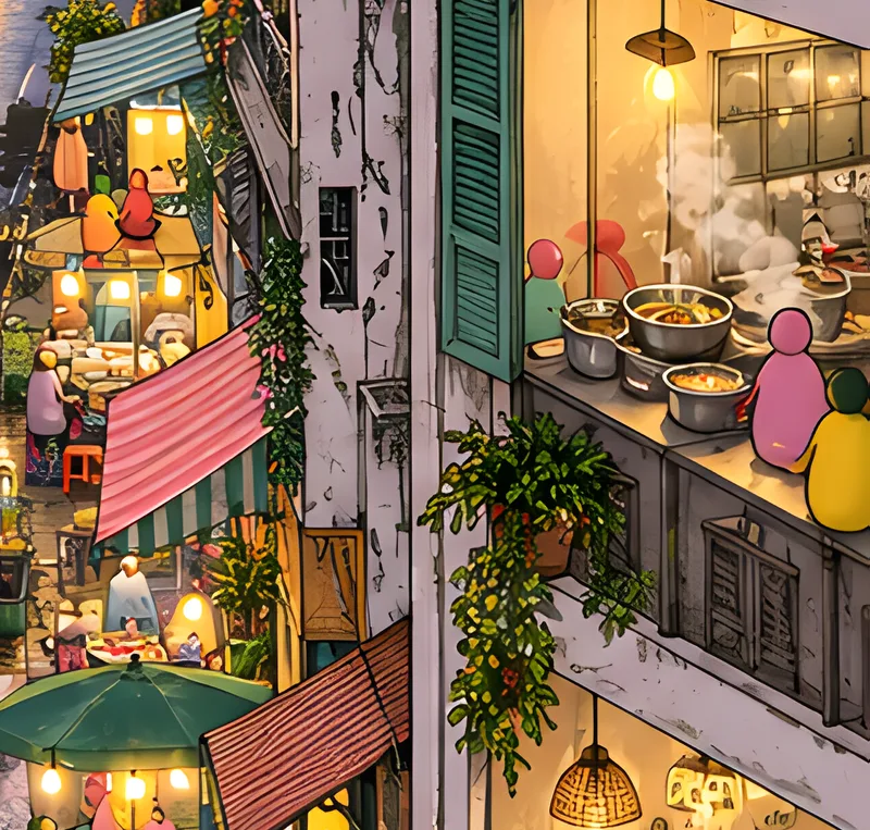 Detalhe da pintura de Tân Định