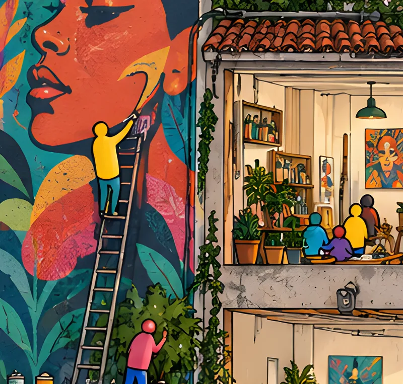 Detalhe da pintura de Vila Madalena